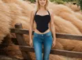 Black heart halter corset top and blue jeans, sexy plus size bustier shaping apparel for women - Plus Size Set in Black