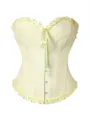 Elegantes gelbes Blumen Jacquard Korsett Oberteil mit Staebchen Bustier Shapewear. - XS / Gelb