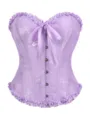 Lila Blumen Jacquard Korsett Top mit Front Schleife und Metallknöpfen, elegante Buestier. - XS / Hellviolett