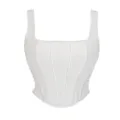 Weißes ärmelloses Korsett Top für Damen mit Stäbchen Bustier kurzes Tank Top stylisch - XS / Weiß
