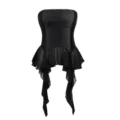 Schwarze Rüschen Trägerlose Korsett Top Sexy Damen Figurformend Bustier Oberteil Neu - XS / Schwarz