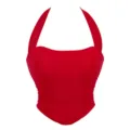 Red mesh halter strapless corset top for women, breathable shapewear variant option. - XS / Tops / Red