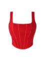 Rotes Korsett Top mit Stäbchen und Trägern für Damen quadratischer Ausschnitt Variante. - XS / Rot