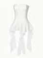 Weißes trägerloses Korsett Top mit drapierten asymmetrischen Rüschen Damen Party Variante - XS / Weiß