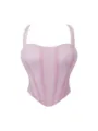 Pink mesh corset top for women, breathable sleeveless bustier sexy camisole top. - XS / Tops / Light Pink