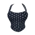 Black and white polka dot mesh halter strapless shapewear top for women breathable summer sexy - XS / Tops / Black with White Polka Dots