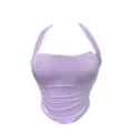 Women purple mesh halter neck corset top sexy strapless slim fit party clubwear summer fashion - XS / Tops / Purple