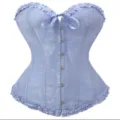 Hellblaues Blumen Korsett Oberteil für Damen, vintage Schnürung Taillenmieder Bustier. - Dunkelblau