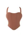 Women mesh breathable halter strapless corset top elegant nude body shaping vest summer - XS / Tops / Coffee