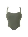 Green mesh breathable strap bustier corset top variant, stylish fitted women clothing. - XS / Tops / Grass Green