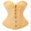 Damen gelbes Jacquard Korsett Top Vintage Schnürung Taillenmieder formende Unterwäsche. - Hellgelb
