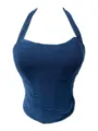 Dark Blue Mesh Halter Corset Top, Breathable Women Strapless Shapewear Top Variant - XS / Tops / Dark Blue