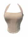 Breathable mesh halter strap women corset top strapless bustier body shaper item - XS / Tops / Nude