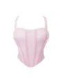 Pink mesh corset top variant, stylish sweetheart neck bustier camisole with boning. - XS / Tops / Pink