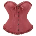 Damen Vintage rotes Korsett Top floral gemustert Knochen Bustier Taillengürtel Mieder neu - Lotusrosa