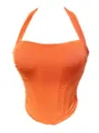 Orange mesh halter corset top for women, breathable strapless body shaper apparel. - XS / Tops / Orange