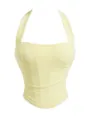 Yellow halter mesh corset top, breathable summer sleeveless strapless crop top women. - XS / Tops / Yellow