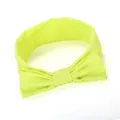 Graziosa fascia per capelli con fiocco in tessuto giallo neon per bambini, morbido accessorio. - Verde mela