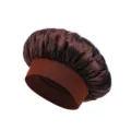 Dark Brown Satin Sleep Bonnet, Comfortable Wide Band Hair Care Cap Variant Option - Coffee