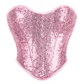 Rosa Pailletten Korsett Top für Damen, herzförmiger Ausschnitt glitzernde Party Oberteil. - XS / Fuchsia