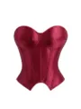 Rotes Satin Korsett Bustier Top für Damen, elegantes vintage tailliertes Shapewear Oberteil. - S / Oberteile / Burgunderrot