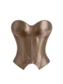 Satin trägerloses Korsett Top für Damen, vintage Büstenhalter Corsage Party Clubwear. - XS / Oberteile / Khaki