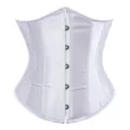 Women white satin underbust corset waist cincher vintage body shaper top shapewear - XS / White (Satin)
