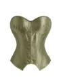 Olivgrüne Satin trägerlose Korsett Oberteil elegante Stäbchen Bustier Shapewear Damen - XS / Oberteile / Armeegrün