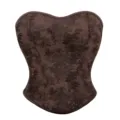 Brown printed women corset top bustier vintage style waist cincher shapewear bodice - XS / Brown Floral