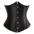Black satin corset variant, classic front busk closure shaping top for women fashion. - XS / Satin Black