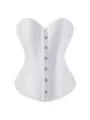 Weißes Satin Overbust Korsett mit Frontverschluss, figurbetonende Taillenmieder. - 3XL / Weiß (Satin)