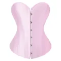 Rosa Satin Korsett Oberteil Damen Vintage Fischbein Taillentrainer Schlankender Bustier - 3XL / Rosa