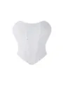 White mesh rhinestone strapless corset top, sexy slim fit bustier for women party wear. - Sequin White