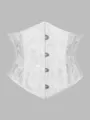 White Jacquard Corset Waist Cincher Women Underbust Body Shaper Vintage Corset Belt - XS / White