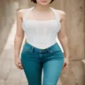 White French Corset Top, Plus Size Mesh Bustier Camisole, Sexy Slimming Outerwear Style - Plus Size Set in White