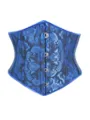 Women vintage blue brocade underbust corset waist cincher gothic steampunk body shaper belt - XS / Black Blue