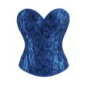 Blaues Jacquard trägerloses Korsett Top Vintage Damast Mieder für Damen Shapewear - XS / Schwarz Blau