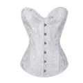Weißes Brokat Korsett Bustier Oberteil mit Frontverschluss für Damen Vintage Stil Taillenformer - XS / Weiß ohne Spitze