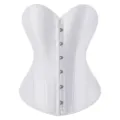 Weißes Satin Korsett Top mit Front Metallverschluss und eleganter Vintage Form Variante - 3XL / Weiß