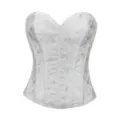 Weißes trägerloses Brokat Korsett Oberteil, elegante figurbetonte Corsage für Damen Mode. - XS / Weiß