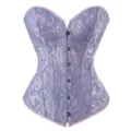 Lila Brokat Unterbrust Korsett mit floralem Muster und frontaler Verschlussleiste. - XS / Schlichtes Seeblau