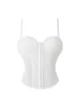 White lace corset top with adjustable straps, bustier style shaping garment for women. - XS / White