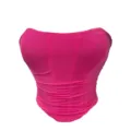 Pink mesh strapless corset top, breathable elastic bustier shapewear for women fashion. - Rose Red