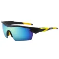 Lunettes de soleil de cyclisme polarisées pour hommes sports de plein air mode. - Cadre Noir Sable Jambe Jaune Revêtement Or