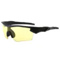 Lunettes de soleil de sport cycliste pour hommes avec monture noire et verres jaunes UV outdoor - Cadre Noir Sable Verre Jaune Clair