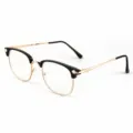 Vintage browline blauwlichtwerende brillen voor heren, stijlvolle halfmontuur bril. - 150 graden (Aanbevolen voor 50-54 jaar) / YX605 zwart-gouden montuur
