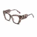 Modieuze kattenoog bril met luipaardprint montuur en transparante lenzen stijl - Luipaard Montuur Transparant