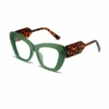 Occhiali cat-eye con montatura verde trasparente ed eleganti stanghette tartarugate. - Montatura Verde Trasparente Gamba Tartaruga Trasparente