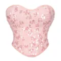 Rosa Pailletten Korsett Top für Damen ärmelloses sexy Party Clubwear Bustier Oberteil - S / Rosa