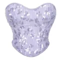 Damen glitzernd Pailletten trägerlos Korsett Oberteil hellviolett Party Clubwear Top - S / Hellviolett
